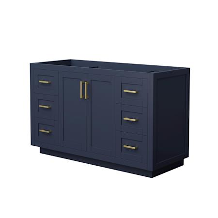 Wyndham Collection Miranda 54" Single Free Standing Vanity Cabinet Only - Less Vanity Top Dark Blue / Brushed Gold Hardware