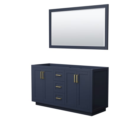 Wyndham Collection Miranda 60" Double Free Standing Vanity Cabinet - Less Vanity Top Dark Blue / Brushed Gold Hardware