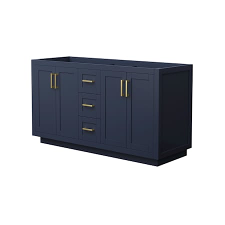 Wyndham Collection Miranda 60" Double Free Standing Vanity Cabinet Only - Less Vanity Top Dark Blue / Brushed Gold Hardware