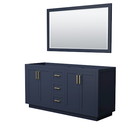 Wyndham Collection Miranda 66" Double Free Standing Vanity Cabinet - Less Vanity Top Dark Blue / Brushed Gold Hardware