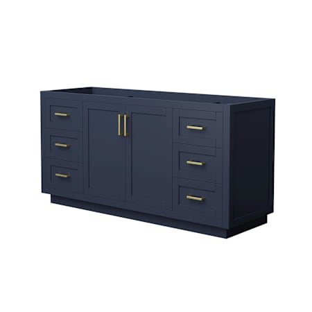 Wyndham Collection Miranda 66" Single Free Standing Vanity Cabinet Only - Less Vanity Top Dark Blue / Brushed Gold Hardware