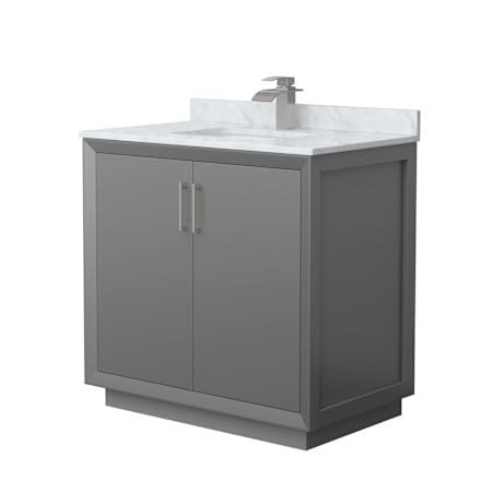 Wyndham Collection Strada 36" Free Standing Single Basin Vanity Set with Cabinet and Marble Vanity Top Dark Gray / Brushed Nickel Hardware