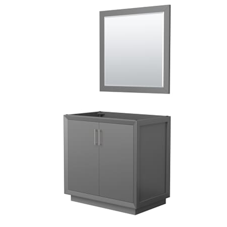 Wyndham Collection Strada 35" Single Free Standing Vanity Cabinet - Less Vanity Top Dark Gray / Brushed Nickel Hardware