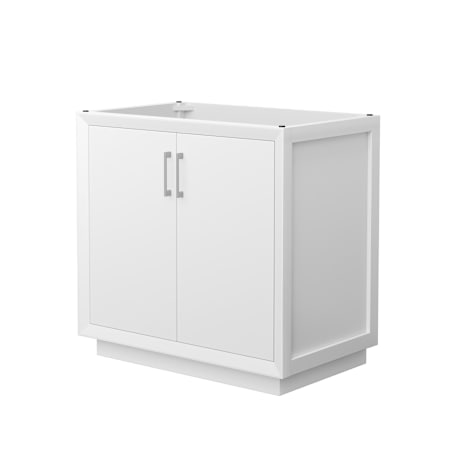 Wyndham Collection Strada 35" Single Free Standing Vanity Cabinet Only - Less Vanity Top White / Brushed Nickel Hardware