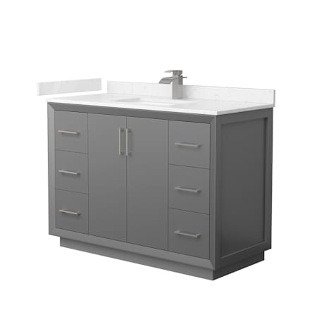 Wyndham Collection Strada 48" Free Standing Single Basin Vanity Set with Cabinet and Cultured Marble Vanity Top Dark Gray / Carrara Cultured Marble Top / Brushed Nickel Hardware