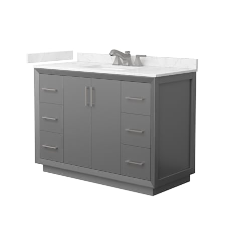 Wyndham Collection Strada 48" Free Standing Single Basin Vanity Set with Cabinet and Cultured Marble Vanity Top Dark Gray / Carrara Cultured Marble Top / Brushed Nickel Hardware
