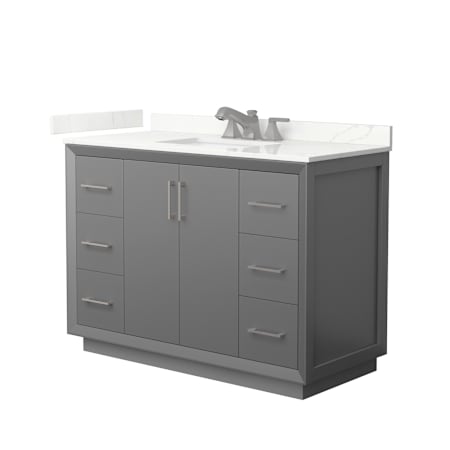 Wyndham Collection Strada 48" Free Standing Single Basin Vanity Set with Cabinet and Quartz Vanity Top Dark Gray / Giotto Quartz Top / Brushed Nickel Hardware