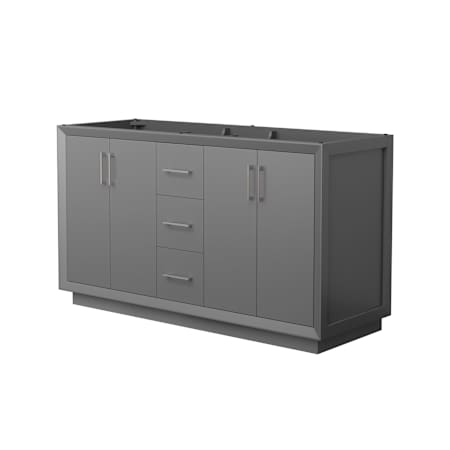 Wyndham Collection Strada 59" Double Free Standing Vanity Cabinet Only - Less Vanity Top Dark Gray / Brushed Nickel Hardware