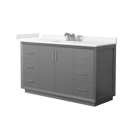 Wyndham Collection Strada 60" Free Standing Single Basin Vanity Set with Cabinet and Cultured Marble Vanity Top Dark Gray / Carrara Cultured Marble Top / Brushed Nickel Hardware