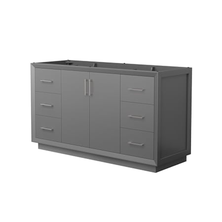 Wyndham Collection Strada 59" Single Free Standing Vanity Cabinet Only - Less Vanity Top Dark Gray / Brushed Nickel Hardware