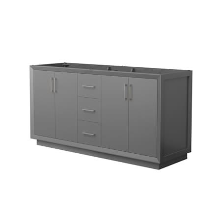 Wyndham Collection Strada 65" Double Free Standing Vanity Cabinet Only - Less Vanity Top Dark Gray / Brushed Nickel Hardware