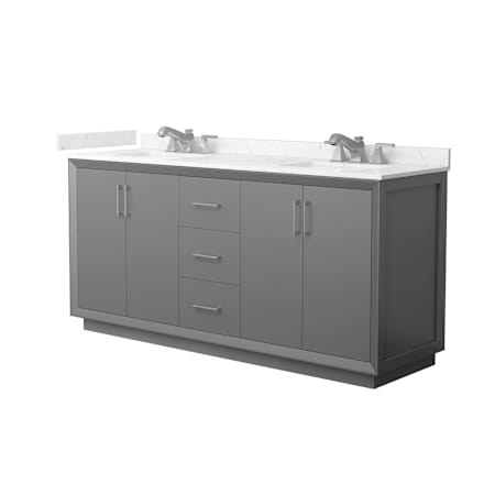 Wyndham Collection Strada 72" Free Standing Double Basin Vanity Set with Cabinet and Cultured Marble Vanity Top Dark Gray / Carrara Cultured Marble Top / Brushed Nickel Hardware