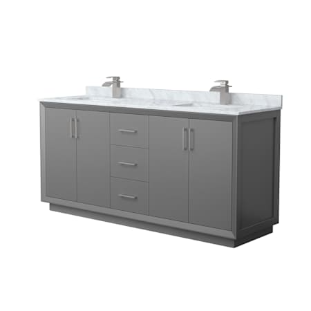 Wyndham Collection Strada 72" Free Standing Double Basin Vanity Set with Cabinet and Marble Vanity Top Dark Gray / Brushed Nickel Hardware