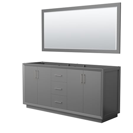 Wyndham Collection Strada 71" Double Free Standing Vanity Cabinet - Less Vanity Top Dark Gray / Brushed Nickel Hardware