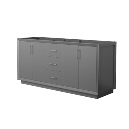 Wyndham Collection Strada 71" Double Free Standing Vanity Cabinet Only - Less Vanity Top Dark Gray / Brushed Nickel Hardware