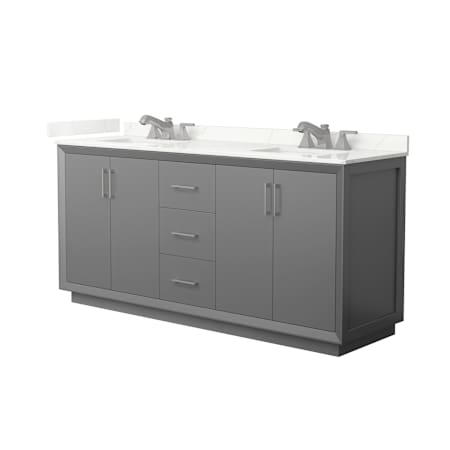 Wyndham Collection Strada 72" Free Standing Double Basin Vanity Set with Cabinet and Quartz Vanity Top Dark Gray / Giotto Quartz Top / Brushed Nickel Hardware