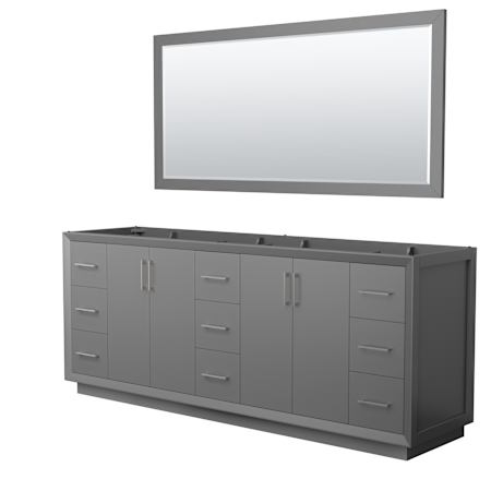 Wyndham Collection Strada 83" Double Free Standing Vanity Cabinet - Less Vanity Top Dark Gray / Brushed Nickel Hardware