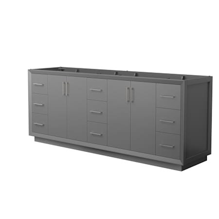 Wyndham Collection Strada 83" Double Free Standing Vanity Cabinet Only - Less Vanity Top Dark Gray / Brushed Nickel Hardware