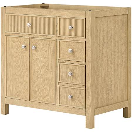 Wyndham Collection Rian 36" Single Free Standing Vanity Cabinet Only - Less Vanity Top Scandinavian Oak / Brushed Nickel Hardware