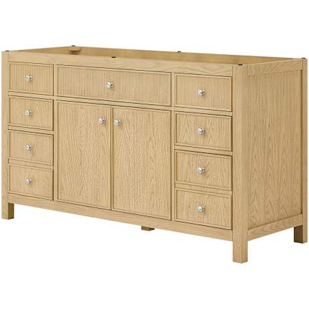 Wyndham Collection Rian 60" Single Free Standing Vanity Cabinet Only - Less Vanity Top Scandinavian Oak / Brushed Nickel Hardware