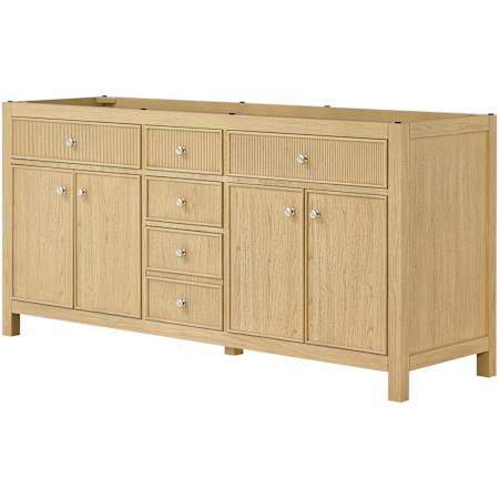 Wyndham Collection Rian 72" Double Free Standing Vanity Cabinet Only - Less Vanity Top Scandinavian Oak / Brushed Nickel Hardware