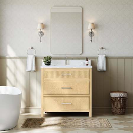 Wyndham Collection Isola 36" Free Standing Single Basin Vanity Set with Cabinet and Quartz Vanity Top Scandinavian Oak / Giotto Quartz Top / Brushed Nickel Hardware