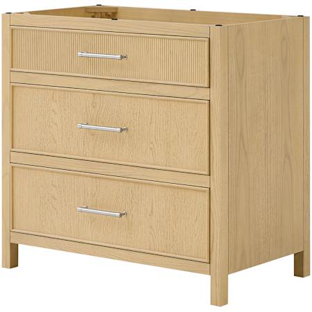 Wyndham Collection Isola 36" Single Free Standing Vanity Cabinet Only - Less Vanity Top Scandinavian Oak / Brushed Nickel Hardware