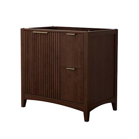 Wyndham Collection Palmilla 36" Single Free Standing Vanity Cabinet Only - Less Vanity Top Dark Walnut / Brushed Gold Hardware