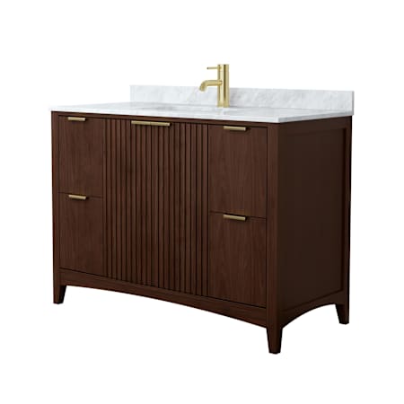 Wyndham Collection Palmilla 48" Free Standing Single Basin Vanity Set with Cabinet and Marble Vanity Top Dark Walnut / Brushed Gold Hardware