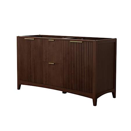Wyndham Collection Palmilla 60" Double Free Standing Vanity Cabinet Only - Less Vanity Top Dark Walnut / Brushed Gold Hardware