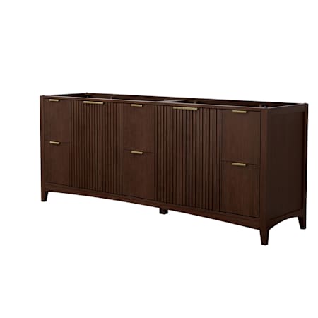 Wyndham Collection Palmilla 84" Double Free Standing Vanity Cabinet Only - Less Vanity Top Dark Walnut / Brushed Gold Hardware