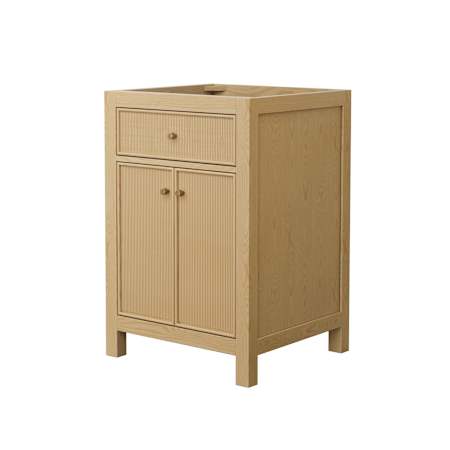 Wyndham Collection Pendry 24" Single Free Standing Vanity Cabinet Only - Less Vanity Top Tanned Oak / Brushed Gold Hardware