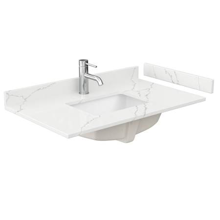 Wyndham Collection 36" Quartz Vanity Top with Backsplash and Sidesplash Giotto Quartz