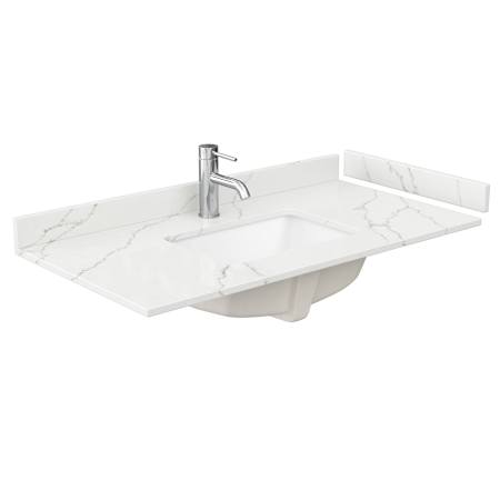 Wyndham Collection 42" Quartz Vanity Top with Backsplash and Sidesplash Giotto Quartz