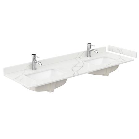 Wyndham Collection 66" Quartz Vanity Top with Backsplash and Sidesplash Giotto Quartz