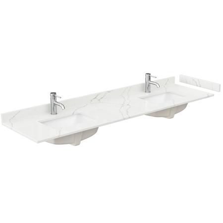 Wyndham Collection 80" Quartz Vanity Top with Backsplash and Sidesplash Giotto Quartz