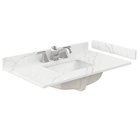 Wyndham Collection 36" Quartz Vanity Top with Backsplash and Sidesplash Giotto Quartz