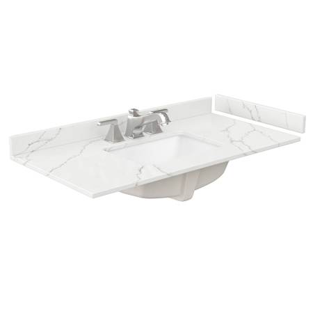 Wyndham Collection 42" Quartz Vanity Top with Backsplash and Sidesplash Giotto Quartz