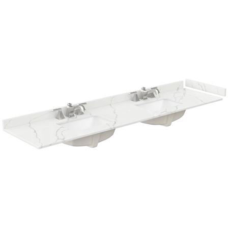 Wyndham Collection 84" Quartz Vanity Top with Backsplash and Sidesplash Giotto Quartz