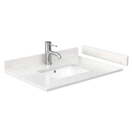 Wyndham Collection 30" Cultured Marble Vanity Top with Backsplash and Sidesplash Carrara Cultured Marble