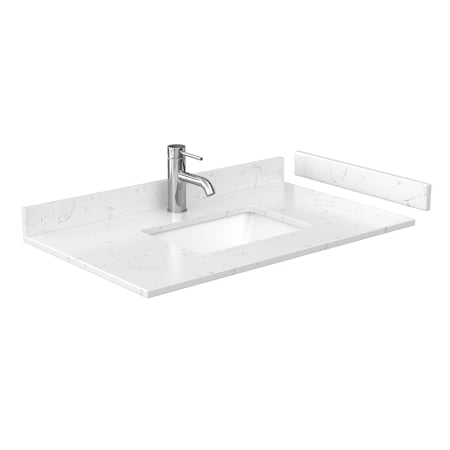 Wyndham Collection 36" Cultured Marble Vanity Top with Backsplash and Sidesplash Carrara Cultured Marble