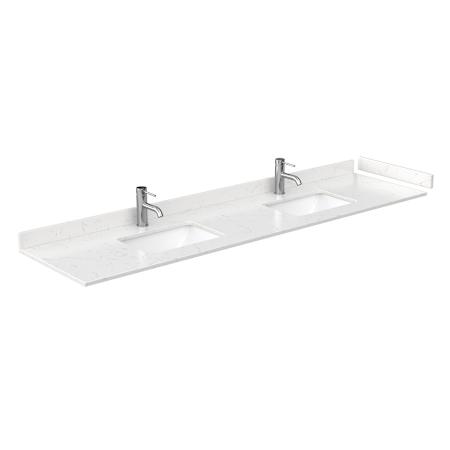 Wyndham Collection 84" Cultured Marble Vanity Top with Backsplash and Sidesplash Carrara Cultured Marble
