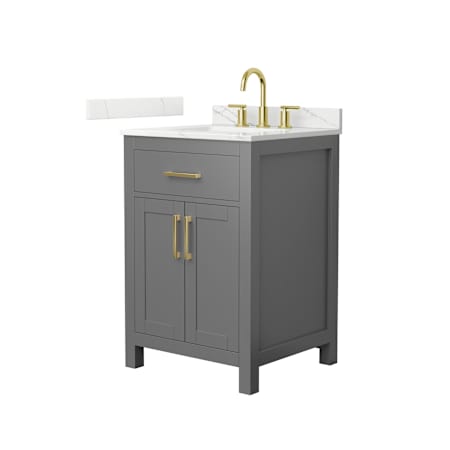 Wyndham Collection Beckett 24" Free Standing Single Basin Vanity Set with Cabinet and Quartz Vanity Top Dark Gray / Giotto Quartz Top / Brushed Gold Hardware