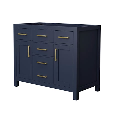 Wyndham Collection Beckett 41" Single Free Standing Vanity Cabinet Only - Less Vanity Top Dark Blue / Brushed Gold Hardware