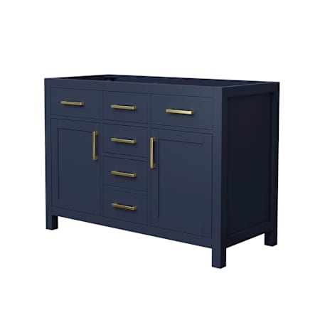Wyndham Collection Beckett 48" Double Free Standing Vanity Cabinet Only - Less Vanity Top Dark Blue / Brushed Gold Hardware