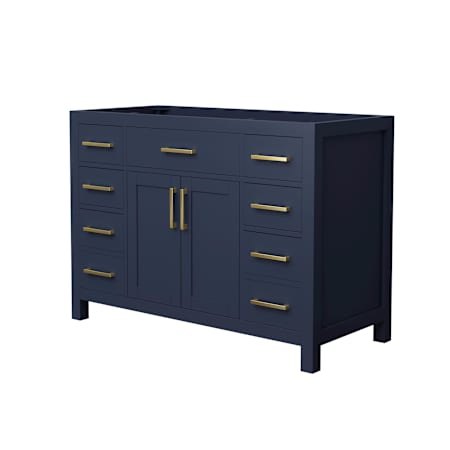 Wyndham Collection Beckett 48" Single Free Standing Vanity Cabinet Only - Less Vanity Top Dark Blue / Brushed Gold Hardware