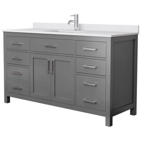 Wyndham Collection Beckett 60" Free Standing Single Basin Vanity Set with Wood Cabinet and Cultured Marble Vanity Top Dark Gray