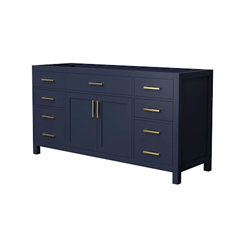 Wyndham Collection Beckett 65" Single Free Standing Vanity Cabinet Only - Less Vanity Top Dark Blue / Brushed Gold Hardware