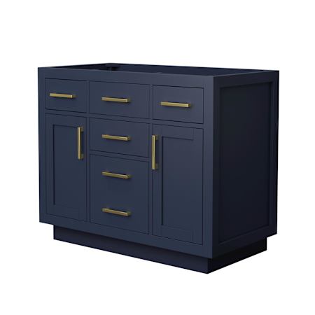 Wyndham Collection Beckett TK 41" Single Free Standing Vanity Cabinet Only - Less Vanity Top Dark Blue / Brushed Gold Hardware