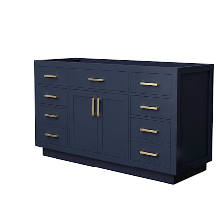 Wyndham Collection Beckett TK 59" Single Free Standing Vanity Cabinet Only - Less Vanity Top Dark Blue / Brushed Gold Hardware